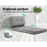 Artiss Floor Lounge Single Sofa Bed Grey Fabric - Side View