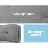 Artiss Floor Lounge Single Sofa Bed Grey Fabric - 45-Degree Angle