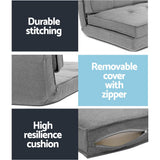 Artiss Floor Lounge Single Sofa Bed Grey Fabric - Rear View