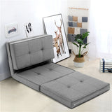 Artiss Floor Lounge Single Sofa Bed Grey Fabric - Close-Up Angle
