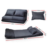 Artiss Floor Lounge Sofa Bed 2-seater Charcoal Suede - Front View