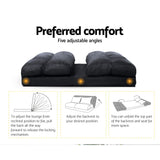 Artiss Floor Lounge Sofa Bed 2-seater Charcoal Suede - Side View