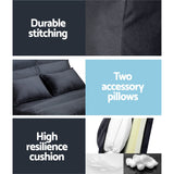 Artiss Floor Lounge Sofa Bed 2-seater Charcoal Suede - 45-Degree Angle