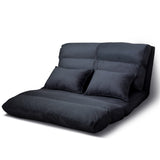 Artiss Floor Lounge Sofa Bed 2-seater Charcoal Suede - Low Angle