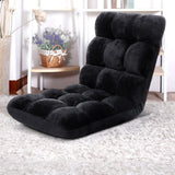 Artiss Lounge Sofa Bed Flannel Fabric Black - Close-Up Angle