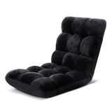 Artiss Lounge Sofa Bed Flannel Fabric Black - Low Angle