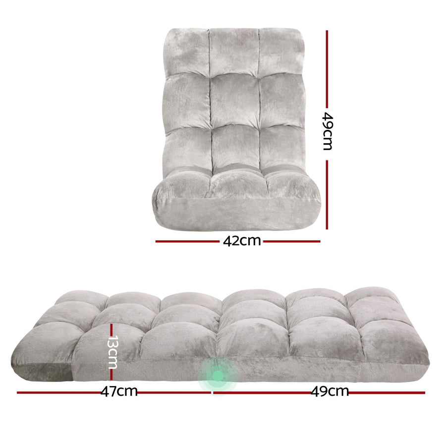 Artiss 4X Lounge Sofa Bed Flannel Fabric Grey