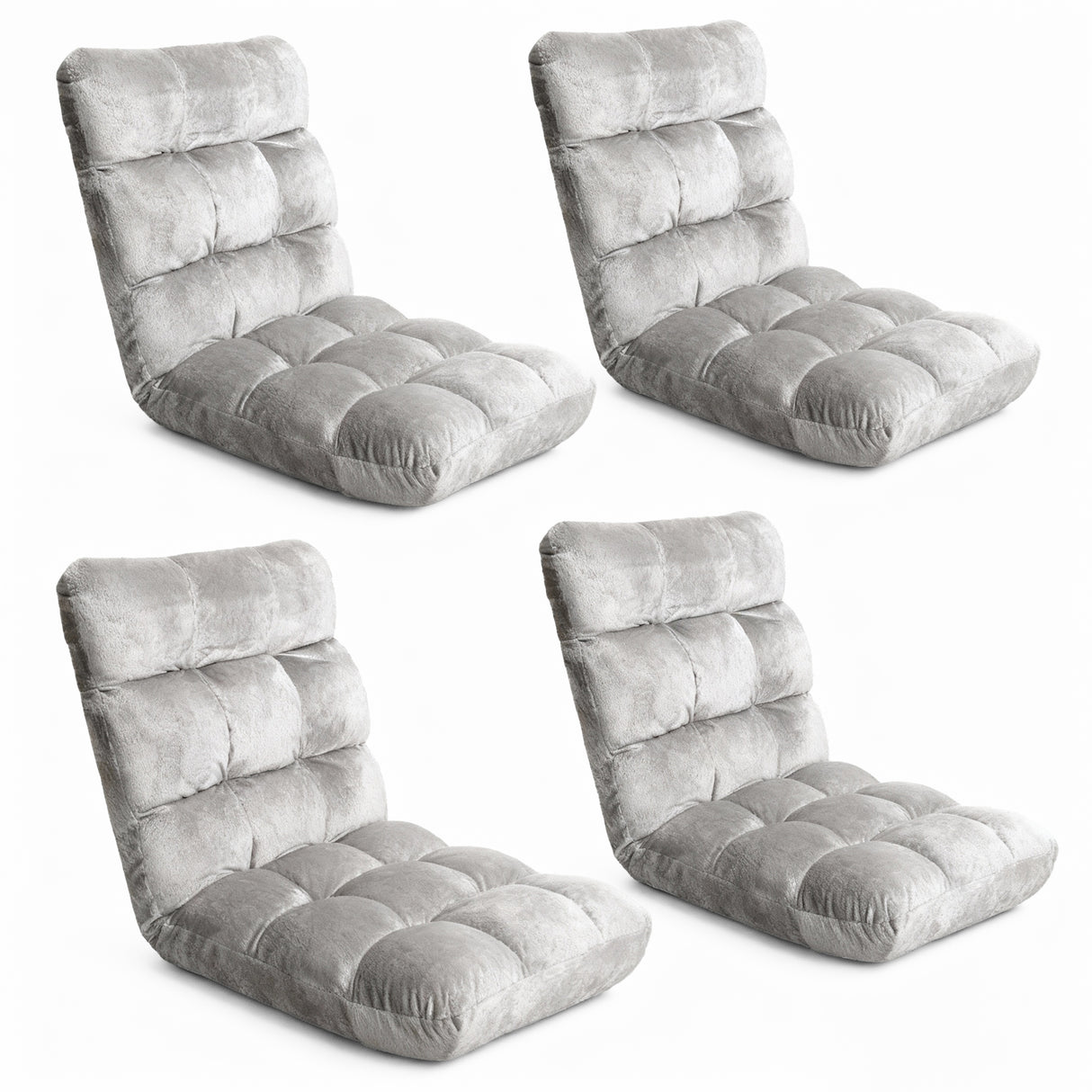 Artiss 4X Lounge Sofa Bed Flannel Fabric Grey