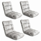 Artiss 4X Lounge Sofa Bed Flannel Fabric Grey - Close-Up Angle