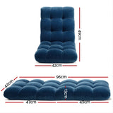 Artiss 2PCS Floor Lounge Sofa Bed Flannel Fabric Navy - Front View