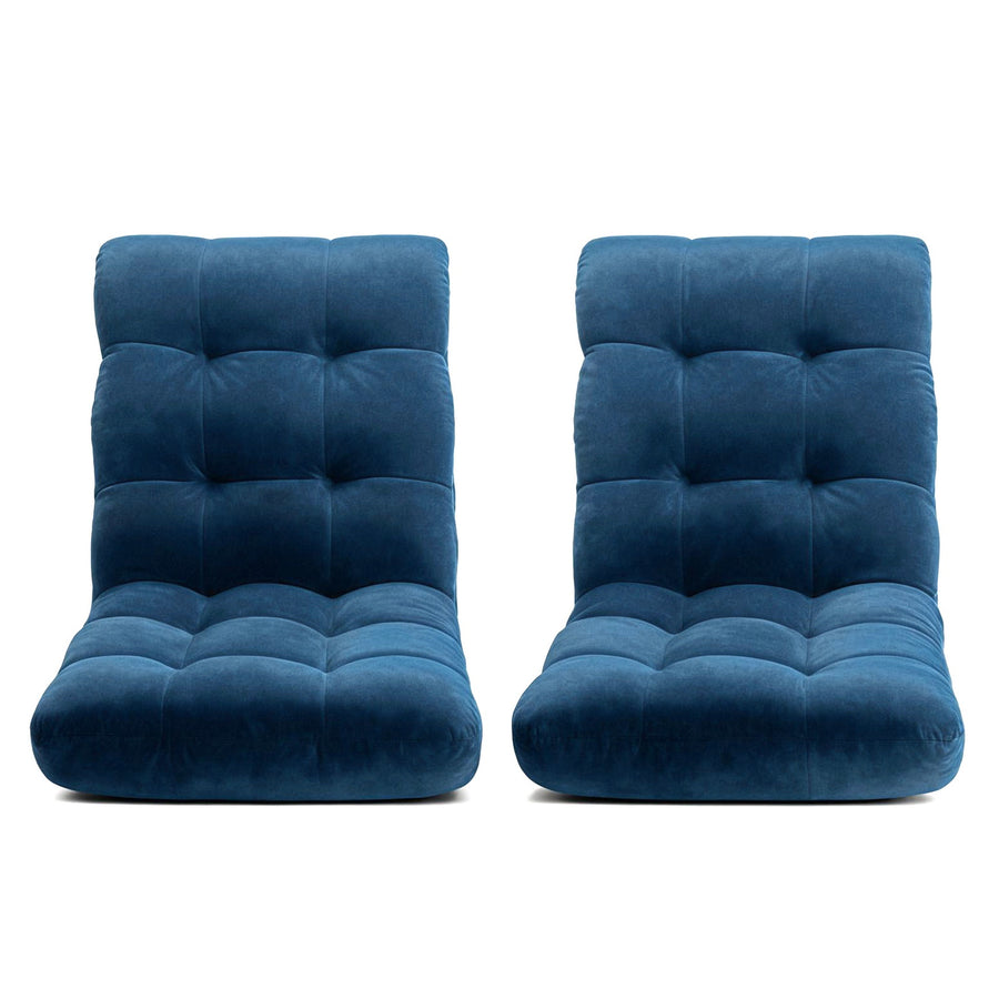 Artiss 2PCS Floor Lounge Sofa Bed Flannel Fabric Navy