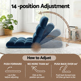 Artiss 2PCS Floor Lounge Sofa Bed Flannel Fabric Navy - Top-Down View