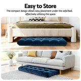 Artiss 2PCS Floor Lounge Sofa Bed Flannel Fabric Navy - 45-Degree Angle