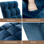 Artiss 2PCS Floor Lounge Sofa Bed Flannel Fabric Navy