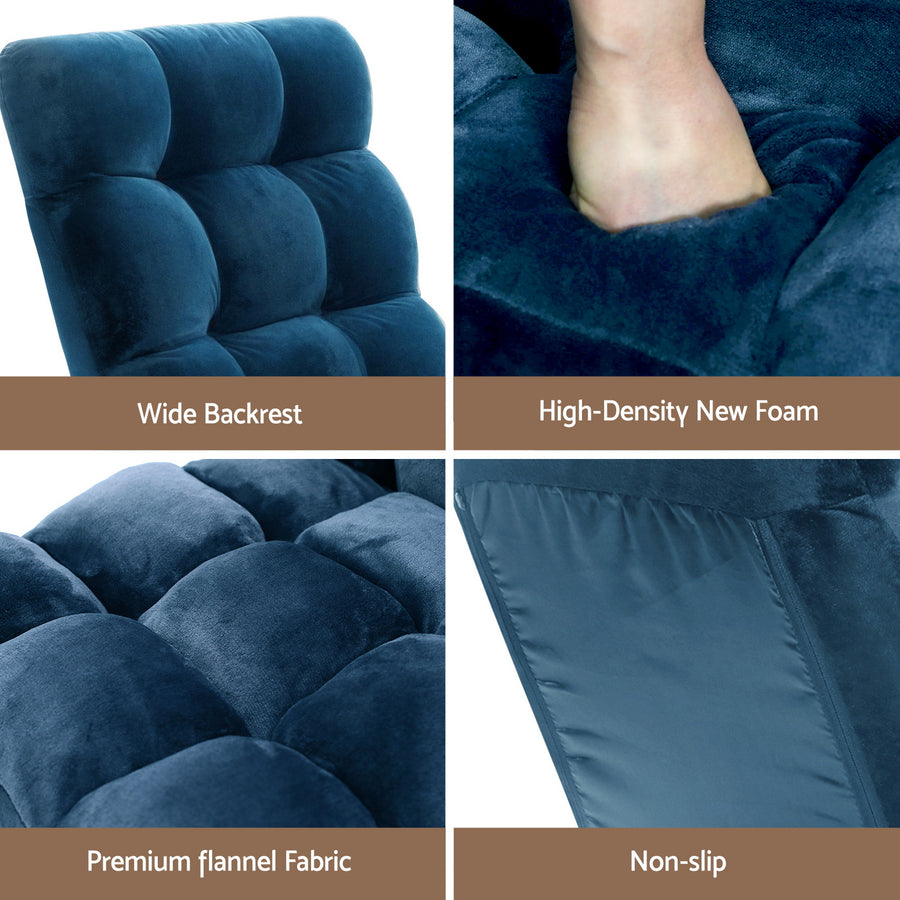 Artiss 2PCS Floor Lounge Sofa Bed Flannel Fabric Navy