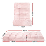 Artiss 2PCS Floor Lounge Sofa Bed Flannel Fabric Pink - Front View