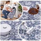 Artiss 120 cm Roung Rugs for Living Room Pad-Free Dense Dot Backing Stops Slipping & Robot Vacuum Friendly, Vintage Carpet for Reading Nook Dining Area, 100% Polyester Washable - 45-Degree Angle