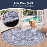 Artiss 120 cm Roung Rugs for Living Room Pad-Free Dense Dot Backing Stops Slipping & Robot Vacuum Friendly, Vintage Carpet for Reading Nook Dining Area, 100% Polyester Washable - Rear View