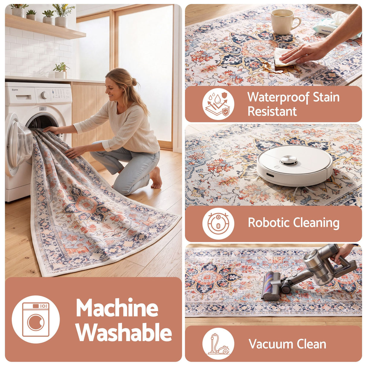 Artiss 80 x 300 cm Runner Rugs For Living Room No Heavy Rubber Crease-Free Foldable Design For Kitchen Entryway And Bedroom 100% Polyester Water-repellent Resistant Non-Shedding