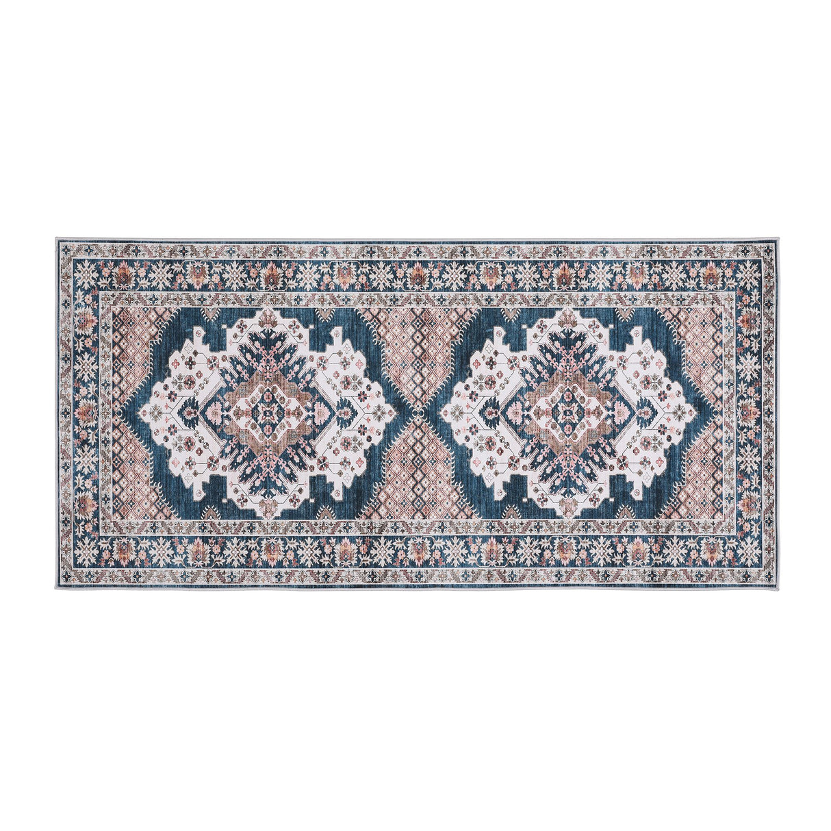 Artiss 60 x 120 cm Washable Runner Area Rug No Hard Glue Quilt-Like Soft for Home Decor, 0.5cm Ultra-Thin Pet Friendly Bohemian Medallion Bedroom Carpet