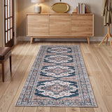 Artiss 60 x 300 cm Washable Runner Area Rug No Hard Glue Quilt-Like Soft for Home Decor, 0.5cm Ultra-Thin Pet Friendly Bohemian Medallion Bedroom Carpet - Close-Up Angle