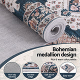 Artiss 80 x 180 cm Washable Runner Area Rug No Hard Glue Quilt-Like Soft for Home Decor, 0.5cm Ultra-Thin Pet Friendly Bohemian Medallion Bedroom Carpet - Side View