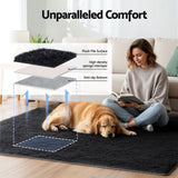Artiss Floor Rug 140x200cm Plush Area Shaggy Rug Living Room Bedroom Carpet Black - Top-Down View