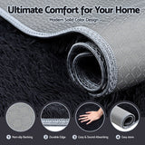 Artiss Floor Rug 140x200cm Plush Area Shaggy Rug Living Room Bedroom Carpet Black - 45-Degree Angle