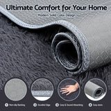 Artiss Floor Rug 140x200cm Plush Area Shaggy Rug Living Room Bedroom Carpet Grey - 45-Degree Angle