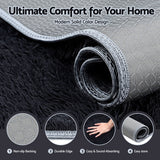 Artiss Floor Rug 200x230cm Plush Area Shaggy Rug Living Room Bedroom Carpet Black - 45-Degree Angle
