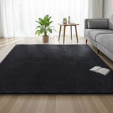Artiss Floor Rug 200x230cm Plush Area Shaggy Rug Living Room Bedroom Carpet Black - Close-Up Angle