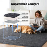 Artiss Floor Rug 200x230cm Plush Area Shaggy Rug Living Room Bedroom Carpet Grey - Top-Down View