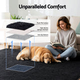 Artiss Floor Rug 200x290cm Plush Area Shaggy Rug Living Room Bedroom Carpet Black