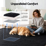 Artiss Floor Rug 200x290cm Plush Area Shaggy Rug Living Room Bedroom Carpet Black - Top-Down View