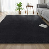 Artiss Floor Rug 200x290cm Plush Area Shaggy Rug Living Room Bedroom Carpet Black - Close-Up Angle