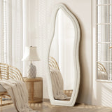 Oikiture Full Length Mirror Boucle Floor Mirrors 160cm - Side View