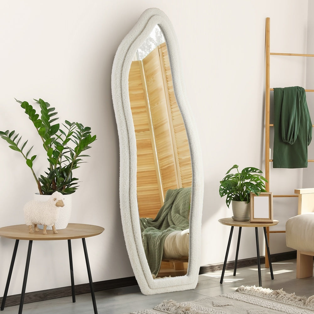 Oikiture Full Length Mirror Boucle Floor Mirrors 160cm