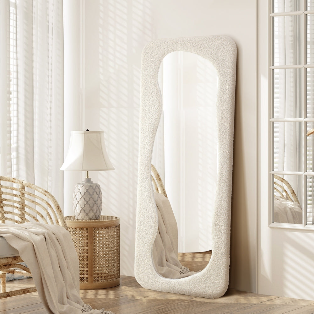 Oikiture Full Length Mirror 160x60cm Boucle Floor Mirrors
