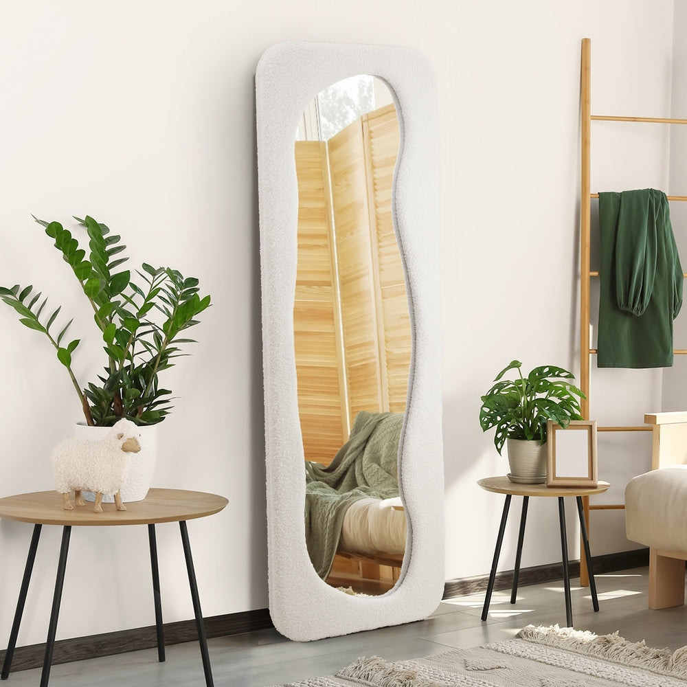 Oikiture Full Length Mirror 160x60cm Boucle Floor Mirrors