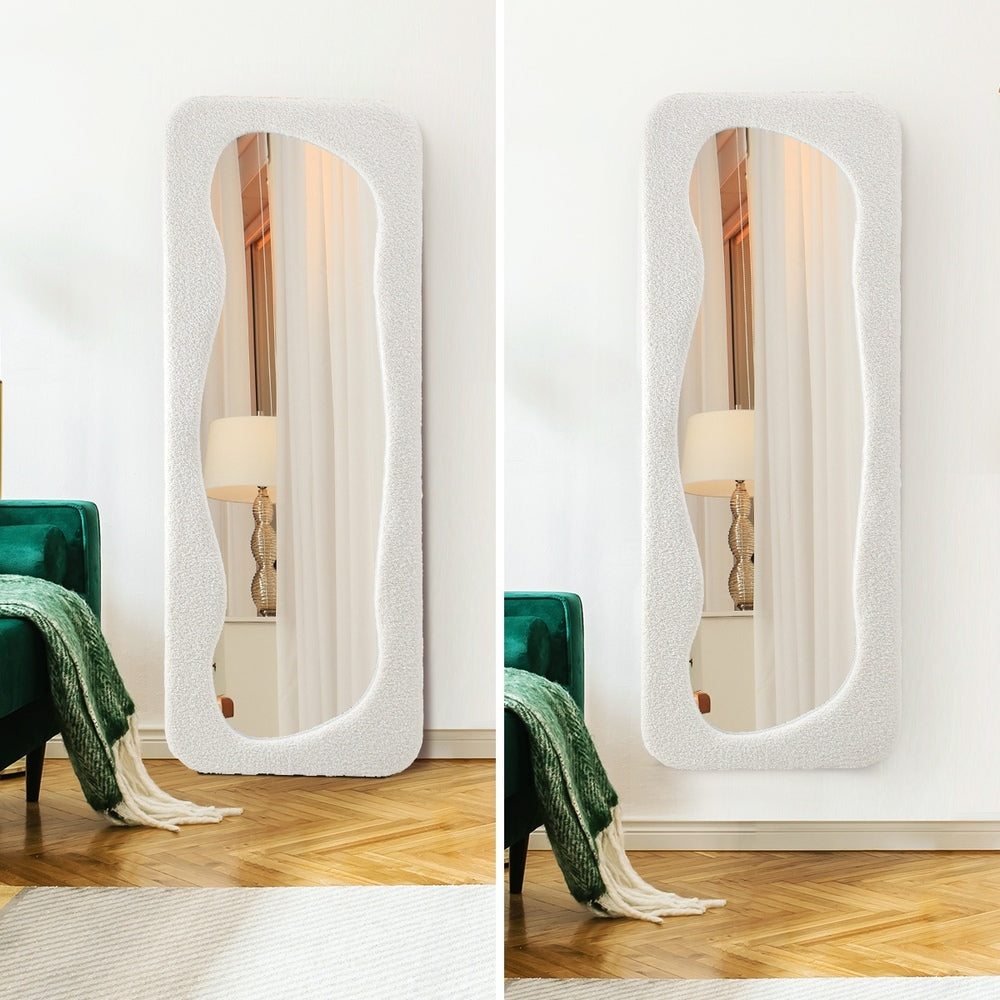 Oikiture Full Length Mirror 160x60cm Boucle Floor Mirrors