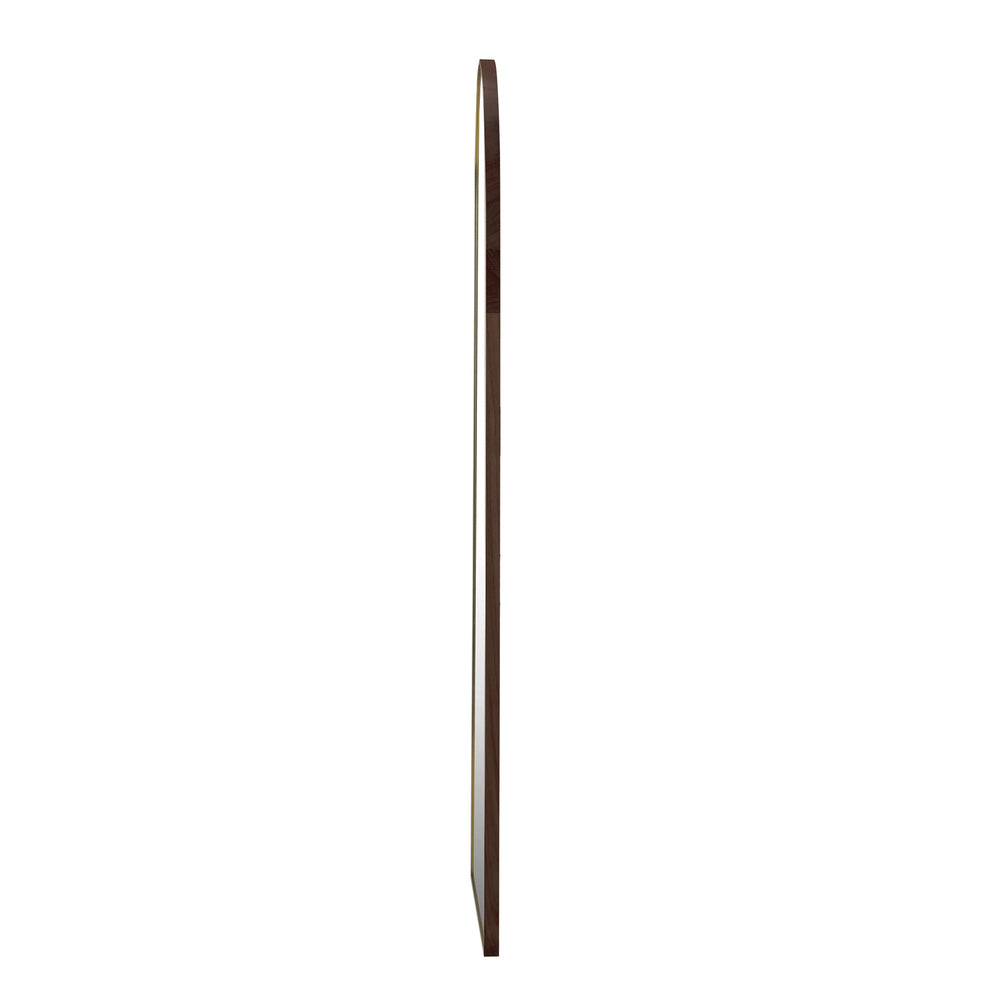 Oikiture Wooden Full Length Mirror 166x60cm Arched Floor Mirrors Brown