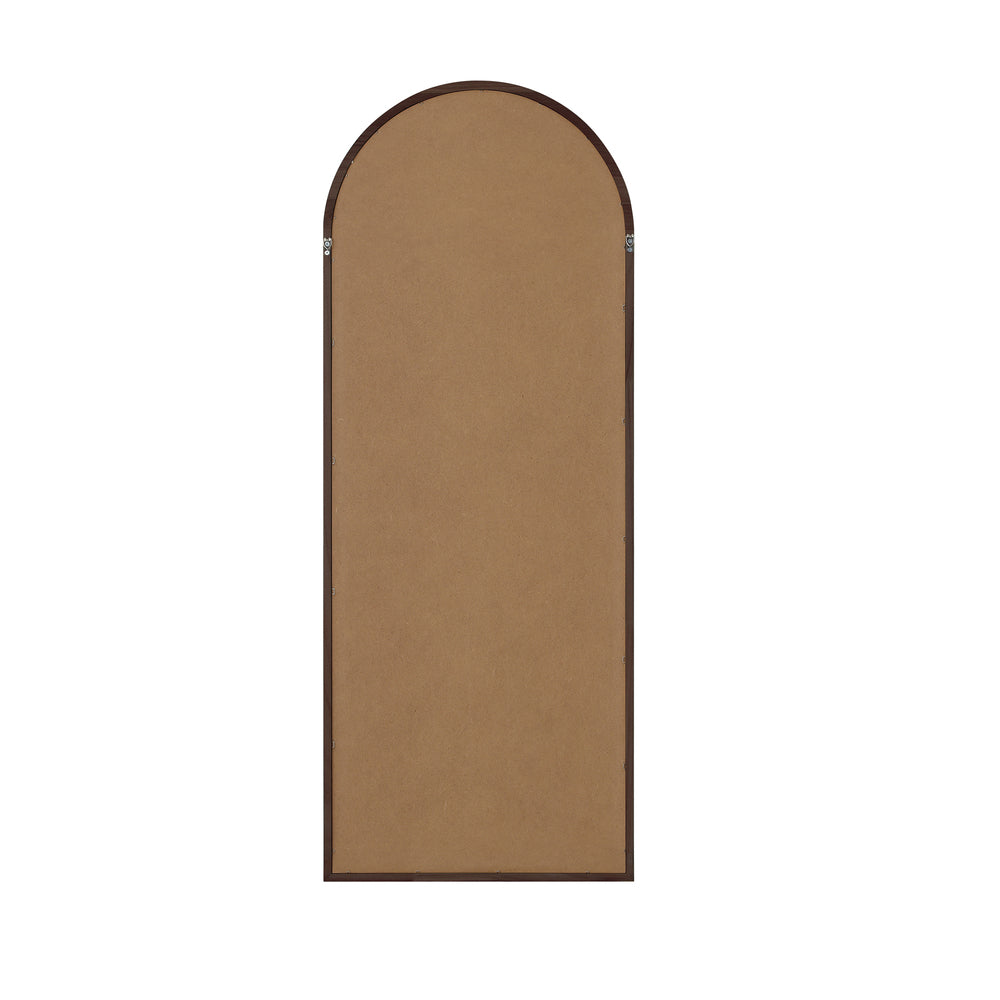 Oikiture Wooden Full Length Mirror 166x60cm Arched Floor Mirrors Brown