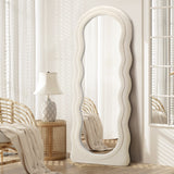 Oikiture Full Length Mirror 160cm Boucle Frame Floor Mirror - Front View