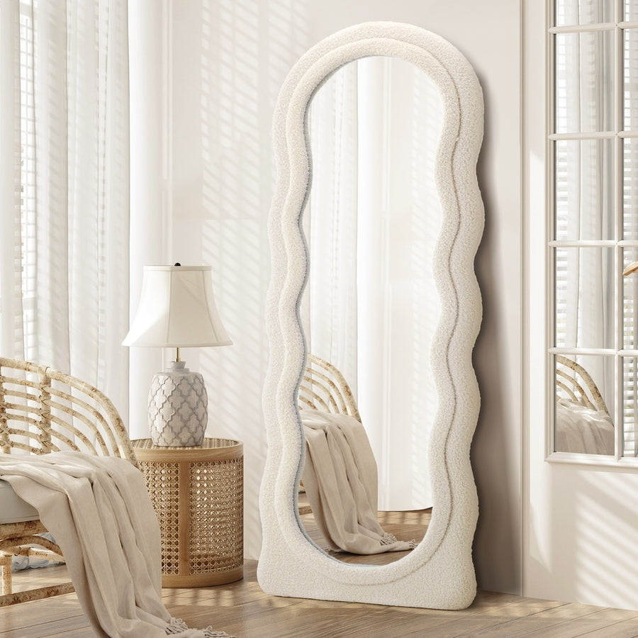 Oikiture Full Length Mirror 160cm Boucle Frame Floor Mirror