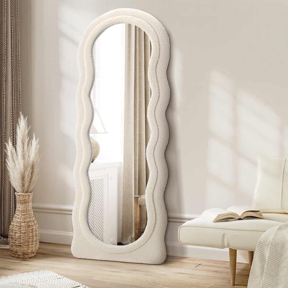 Oikiture Full Length Mirror 160cm Boucle Frame Floor Mirror