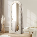 Oikiture Full Length Mirror 160cm Boucle Frame Floor Mirror - Low Angle