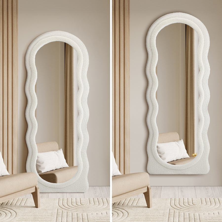 Oikiture Full Length Mirror 160cm Boucle Frame Floor Mirror