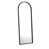 Oikiture Wooden Full Length Mirror 166x60cm Arched Floor Mirror Black