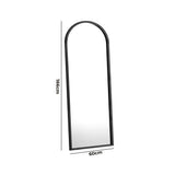Oikiture Wooden Full Length Mirror 166x60cm Arched Floor Mirror Black