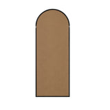 Oikiture Wooden Full Length Mirror 166x60cm Arched Floor Mirror Black - Front View